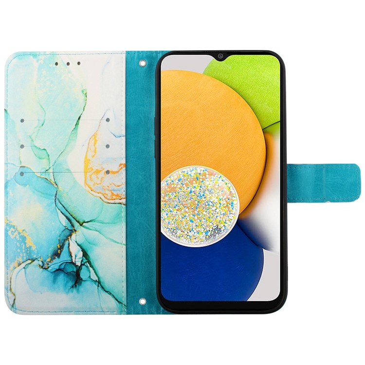 YB Pattern Printing Leather Series-5 for Samsung Galaxy A33 5G Marble Pattern Phone Case with Wallet Stand - Green LS003