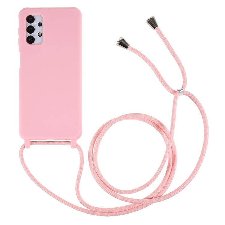 For Samsung Galaxy A13 5G / A04s 4G (164.7 x 76.7 x 9.1 mm) Flexible TPU Shell Matte Finish Slim Profile Phone Protector with Adjustable Lanyard - Pink
