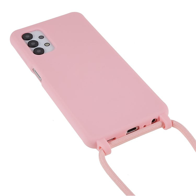 For Samsung Galaxy A13 5G / A04s 4G (164.7 x 76.7 x 9.1 mm) Flexible TPU Shell Matte Finish Slim Profile Phone Protector with Adjustable Lanyard - Pink