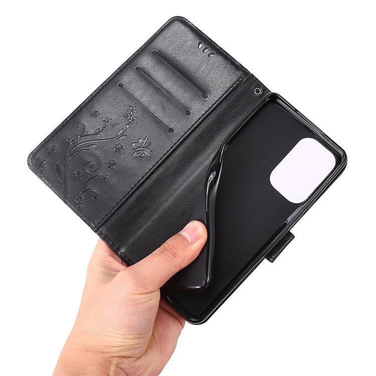 For Samsung Galaxy A53 5G PU Leather Stand Design Phone Case Imprint Butterflies Wallet Shockproof Cover - Black