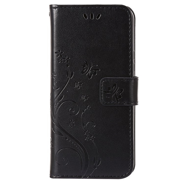 For Samsung Galaxy A53 5G PU Leather Stand Design Phone Case Imprint Butterflies Wallet Shockproof Cover - Black