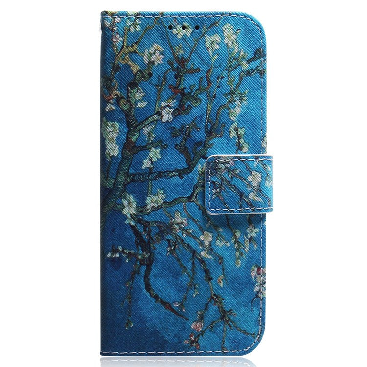 For Samsung Galaxy M23 5G/F23 5G Printed Pattern Flip Wallet Case Magnetic Closure Stand Soft TPU Inner Shell PU Leather Phone Cover - Apricot Flowers
