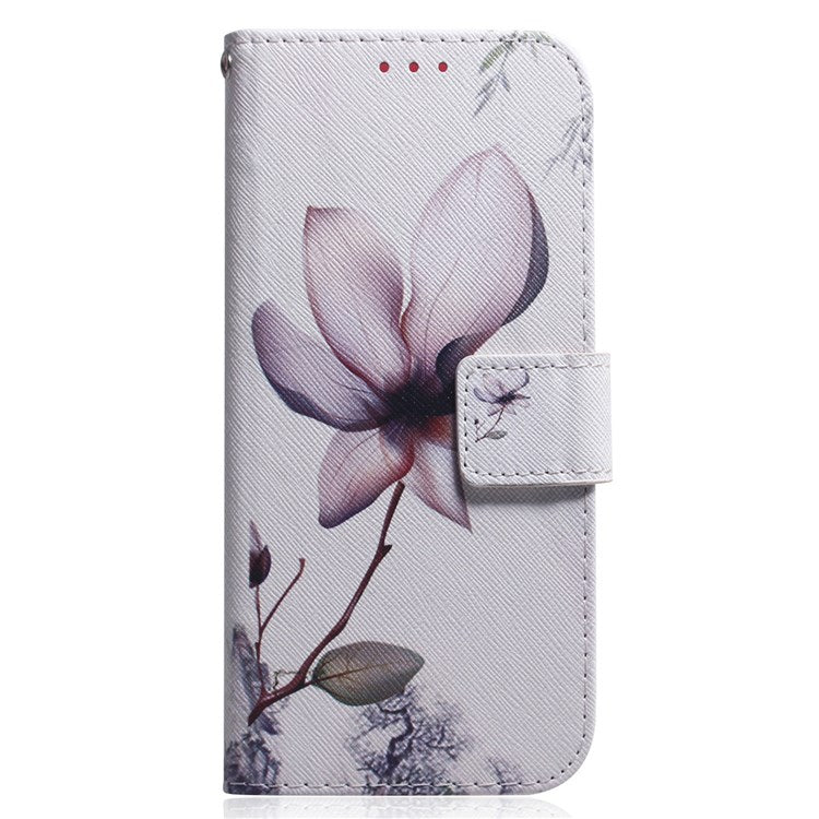 For Samsung Galaxy M23 5G/F23 5G Printed Pattern Flip Wallet Case Magnetic Closure Stand Soft TPU Inner Shell PU Leather Phone Cover - Pink Flower