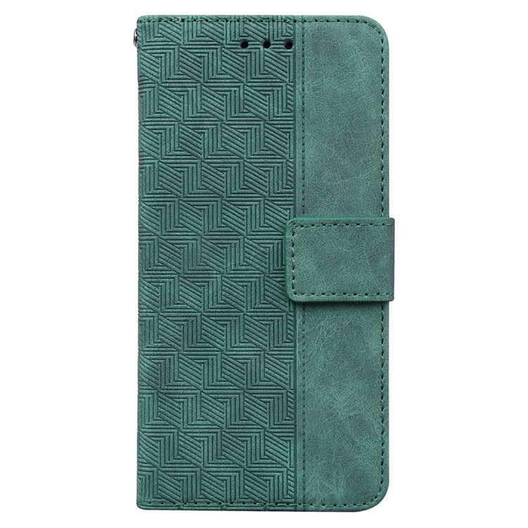 For Samsung Galaxy M23 5G/F23 5G PU Leather Case Magnetic Closure Geometric Pattern Imprinted Stand Wallet Shockproof Flip Cover with Strap - Green