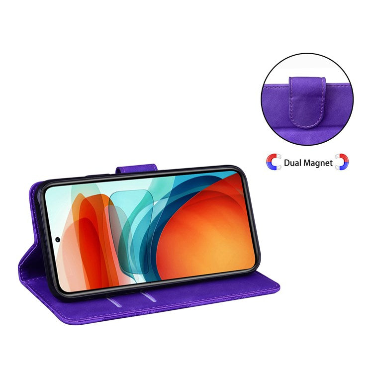 For Samsung Galaxy M23 5G/F23 5G Printed Butterfly Pattern Wallet Case Folding Stand PU Leather Magnetic Protect Flip Cover - Purple