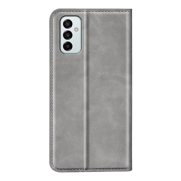 Skin-touch Folio Flip Leather Cover for Samsung Galaxy M23 5G/F23 5G, Wallet Stand Auto-absorbed Magnetic Phone Case - Grey