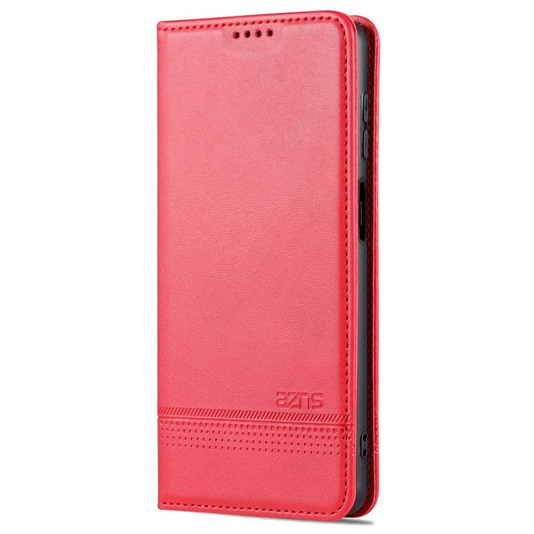 AZNS Wallet Phone Case for Samsung Galaxy A23 4G / 5G (Global Version) PU Leather Folio Flip Cover Magnetic Closure Textured Phone Protector with Stand - Red