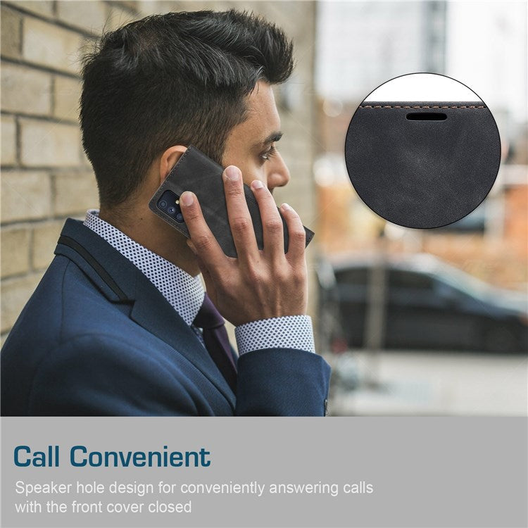 CASEME 013 Series Magnetic Smartphone Cover for Samsung Galaxy M51, PU Leather Wallet Foldable Stand Phone Case - Black