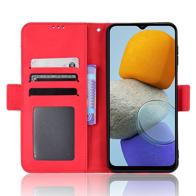 For Samsung Galaxy M23 5G/F23 5G Wallet Case Card Slots Holder Premium PU Leather Stand Shockproof Flip Protective Cover - Red