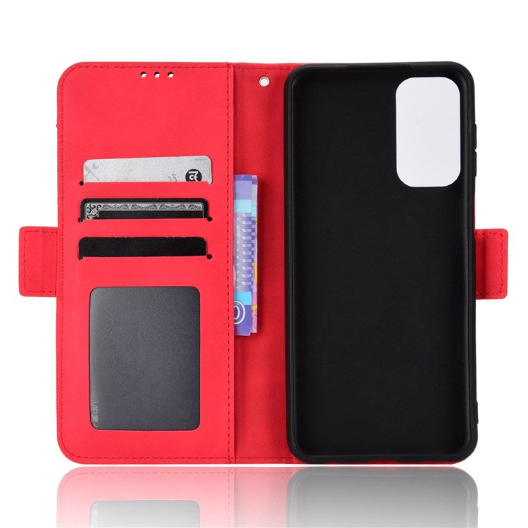 For Samsung Galaxy M23 5G/F23 5G Wallet Case Card Slots Holder Premium PU Leather Stand Shockproof Flip Protective Cover - Red