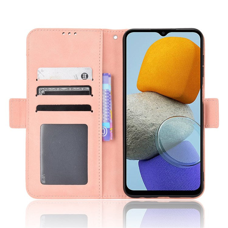 For Samsung Galaxy M23 5G/F23 5G Wallet Case Card Slots Holder Premium PU Leather Stand Shockproof Flip Protective Cover - Pink
