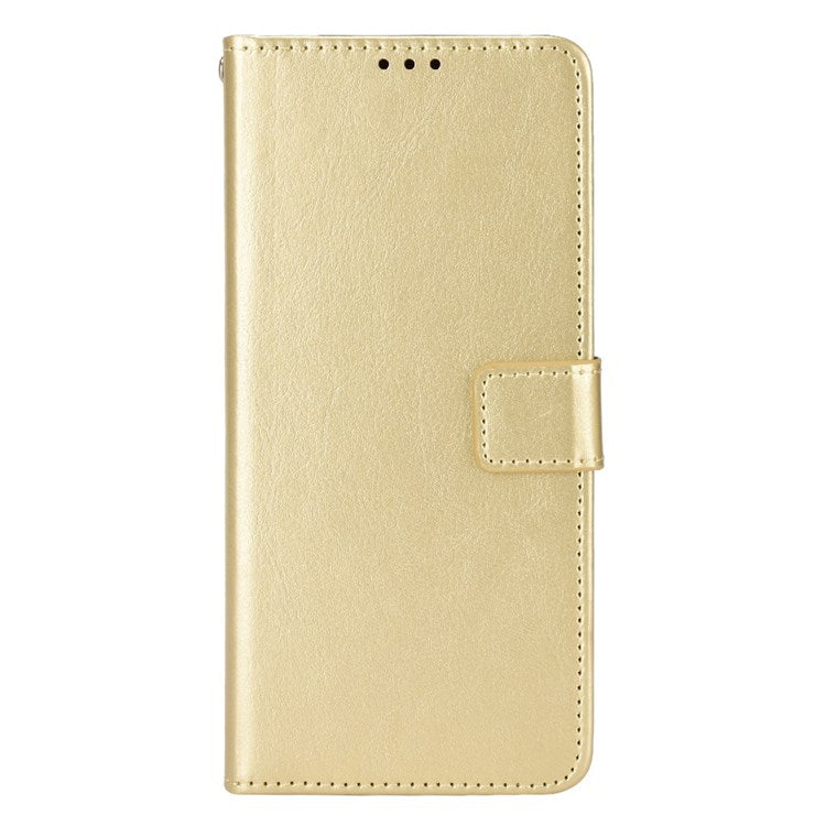 For Samsung Galaxy M23 5G/F23 5G Crazy Horse Texture Flip Wallet Case PU Leather Stand Hand Strap Shockproof Protective Cover - Gold