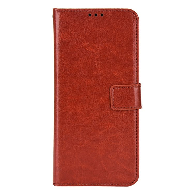 For Samsung Galaxy M23 5G/F23 5G Crazy Horse Texture Flip Wallet Case PU Leather Stand Hand Strap Shockproof Protective Cover - Brown
