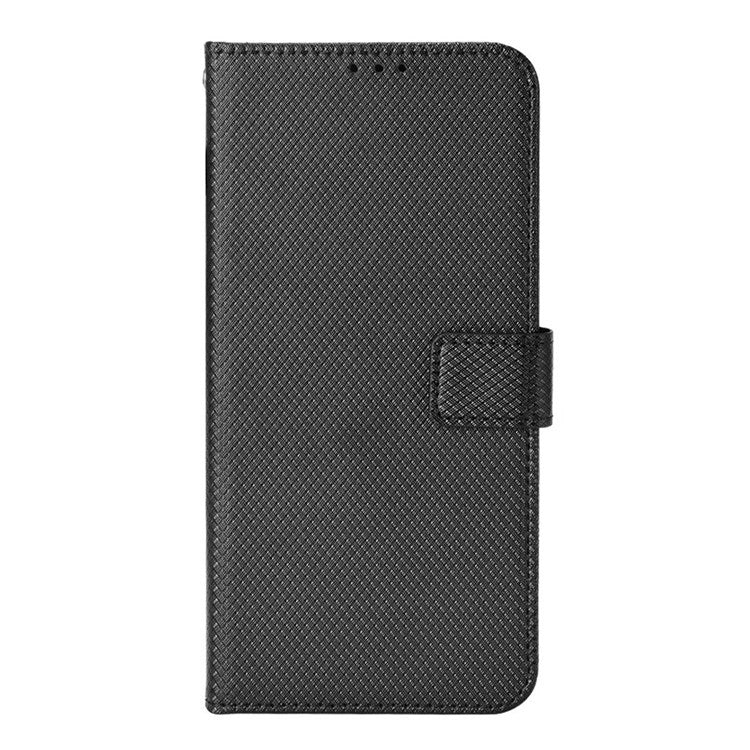 For Samsung Galaxy M23 5G/F23 5G Flip PU Leather Wallet Booklet Case Diamond Texture Stand View Cover with Strap - Black