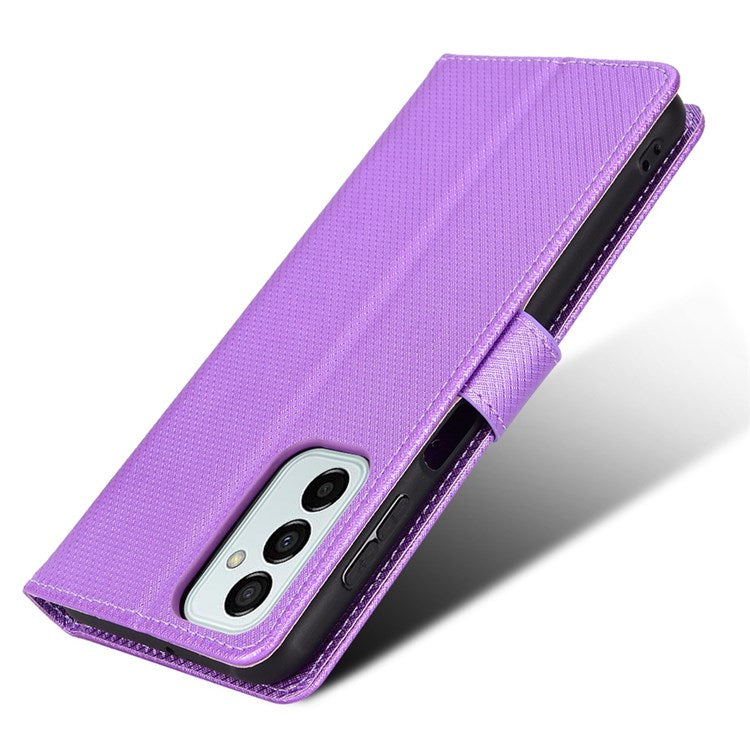 For Samsung Galaxy M23 5G/F23 5G Flip PU Leather Wallet Booklet Case Diamond Texture Stand View Cover with Strap - Purple