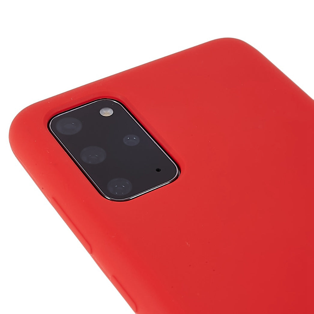 For Samsung Galaxy S20 Plus 5G/4G Phone Bag Case Durable Solid State Silicone Mobile Phone Protector Cover - Red