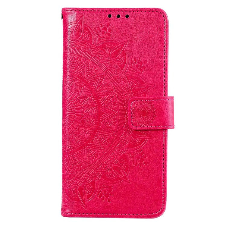 For Samsung Galaxy M53 5G Shockproof Wallet Stand Design Imprinted Flower PU Leather Phone Flip Cover Phone Case - Rose