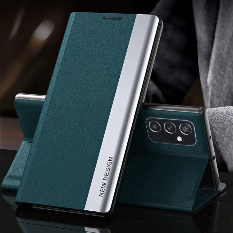 For Samsung Galaxy M23 5G / F23 5G Electroplating PU Leather Cover Full Protection Stand Phone Case - Green