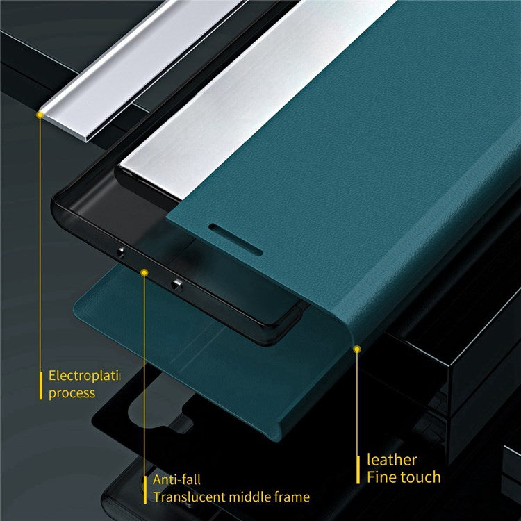 For Samsung Galaxy M23 5G / F23 5G Electroplating PU Leather Cover Full Protection Stand Phone Case - Green