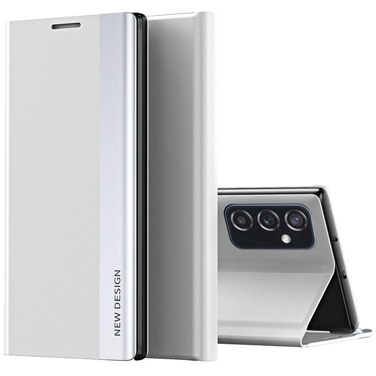For Samsung Galaxy M23 5G / F23 5G Electroplating PU Leather Cover Full Protection Stand Phone Case - White