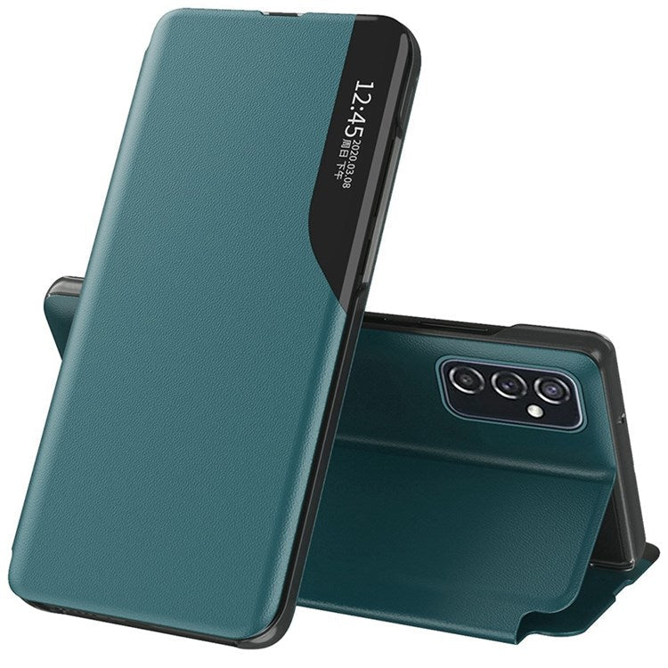 For Samsung Galaxy M23 5G/F23 5G View Window PU Leather Protective Cover Stand Design Phone Case - Green