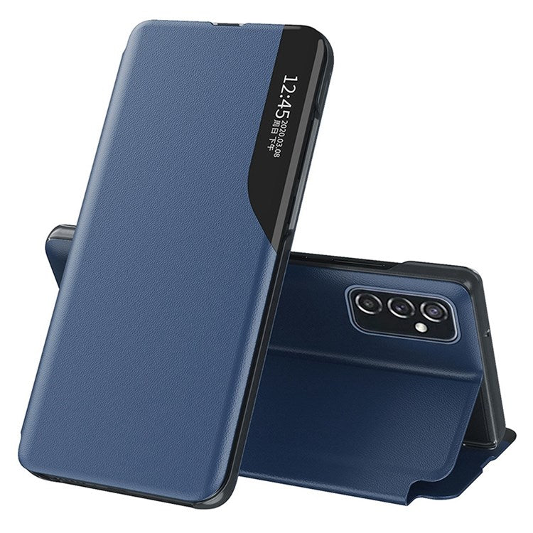 For Samsung Galaxy M23 5G/F23 5G View Window PU Leather Protective Cover Stand Design Phone Case - Sapphire