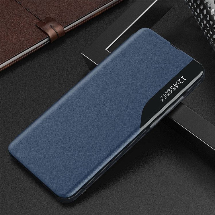 For Samsung Galaxy M23 5G/F23 5G View Window PU Leather Protective Cover Stand Design Phone Case - Sapphire