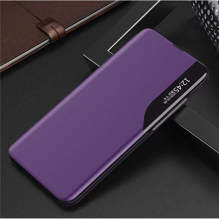 For Samsung Galaxy M23 5G/F23 5G View Window PU Leather Protective Cover Stand Design Phone Case - Purple