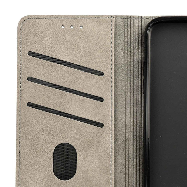 For Samsung Galaxy M23 5G/F23 5G Shockproof Phone Wallet Stand Cover Splicing Design PU Leather Anti-drop Case Shell - Grey