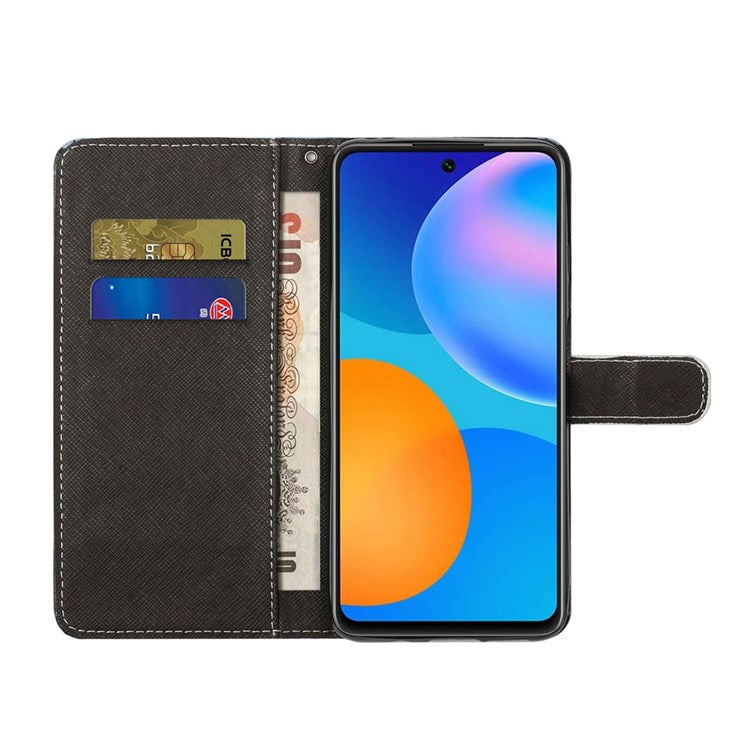 For Samsung Galaxy M23 5G/F23 5G Cross Texture Pattern Printing Stand Leather Phone Case Wallet Flip Cover with Strap - Panda