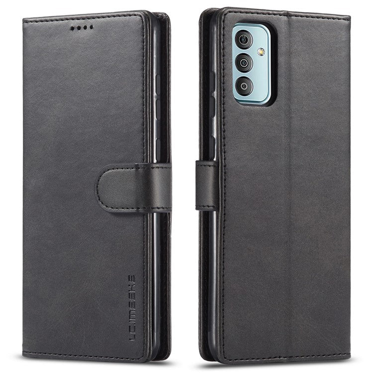 LC.IMEEKE For Samsung Galaxy M23 5G/F23 5G Textured PU Leather Magnetic Clasp Phone Case with Wallet Stand - Black