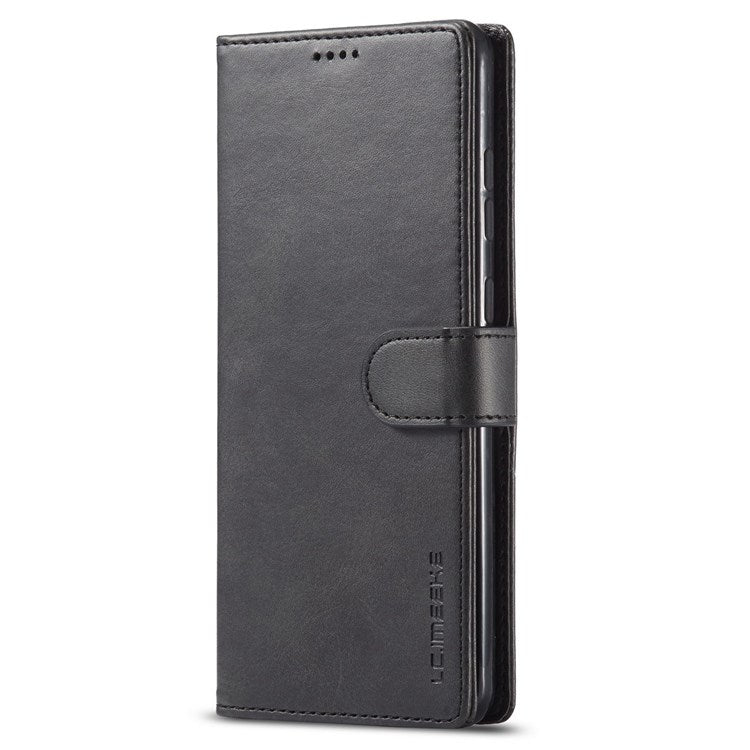 LC.IMEEKE For Samsung Galaxy M23 5G/F23 5G Textured PU Leather Magnetic Clasp Phone Case with Wallet Stand - Black