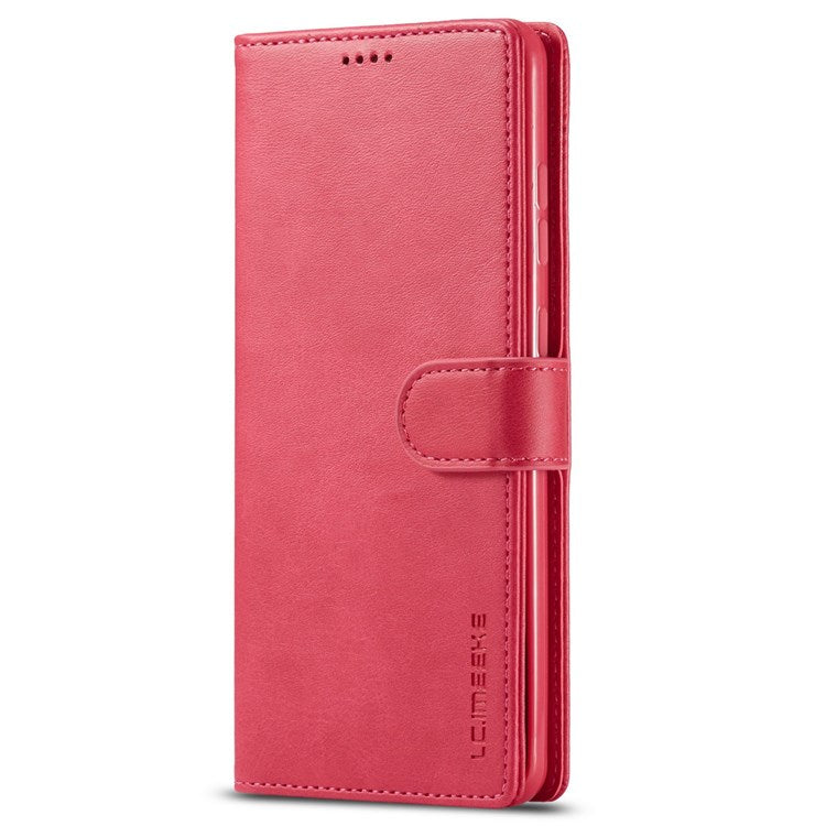 LC.IMEEKE For Samsung Galaxy M23 5G/F23 5G Textured PU Leather Magnetic Clasp Phone Case with Wallet Stand - Red