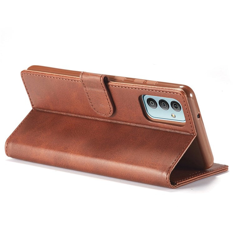 LC.IMEEKE For Samsung Galaxy M23 5G/F23 5G Textured PU Leather Magnetic Clasp Phone Case with Wallet Stand - Grey