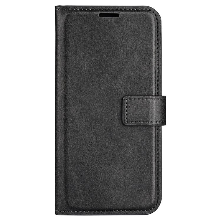 For Samsung Galaxy M33 5G (Global Version) Magnetic Clasp Textured PU Leather Stand Phone Case Wallet Folio Flip Cover - Black