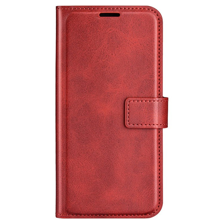 For Samsung Galaxy M33 5G (Global Version) Magnetic Clasp Textured PU Leather Stand Phone Case Wallet Folio Flip Cover - Red