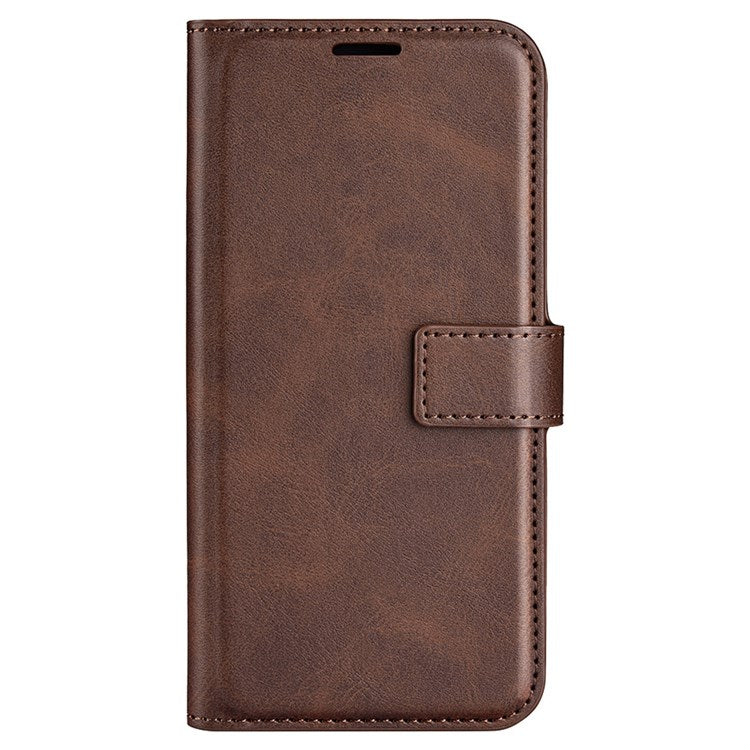 For Samsung Galaxy M33 5G (Global Version) Magnetic Clasp Textured PU Leather Stand Phone Case Wallet Folio Flip Cover - Brown