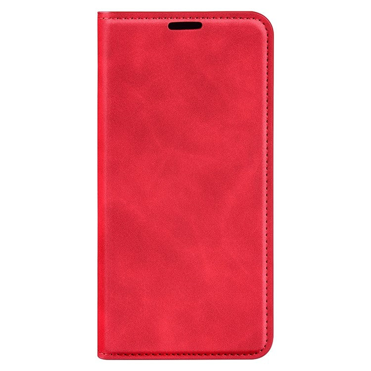 For Samsung Galaxy M33 5G (Global Version) Skin-touch Feeling PU Leather Auto Closure Magnetic Phone Case with Wallet Stand - Red