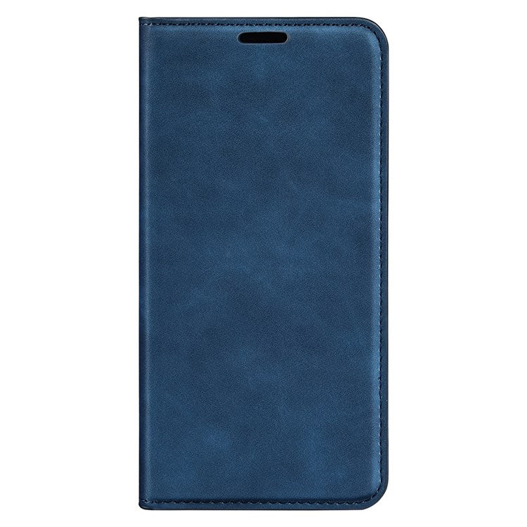 For Samsung Galaxy M33 5G (Global Version) Skin-touch Feeling PU Leather Auto Closure Magnetic Phone Case with Wallet Stand - Blue
