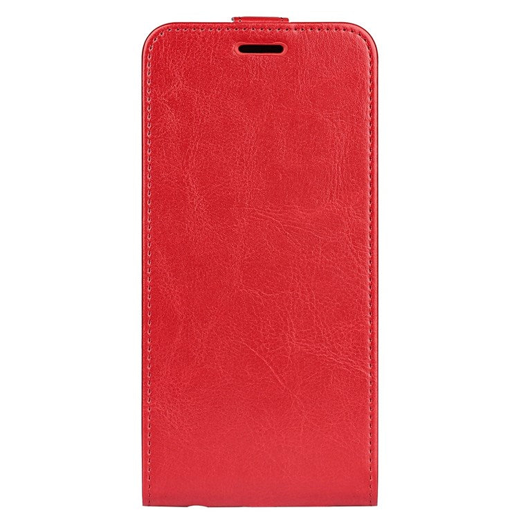 For Samsung Galaxy M33 5G (Global Version) Vertical Flip Crazy Horse Texture PU Leather Phone Case with Card Holder - Red