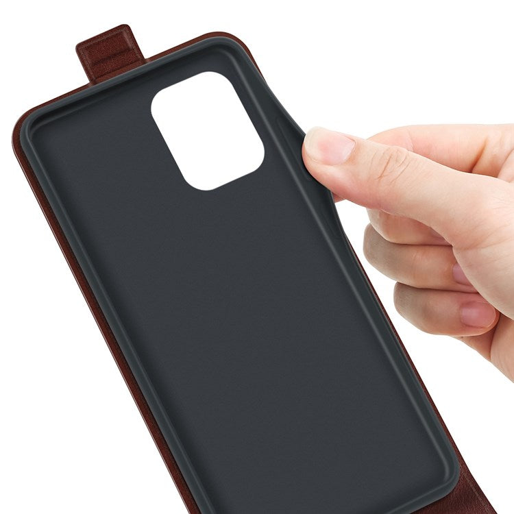 For Samsung Galaxy M33 5G (Global Version) Vertical Flip Crazy Horse Texture PU Leather Phone Case with Card Holder - Brown