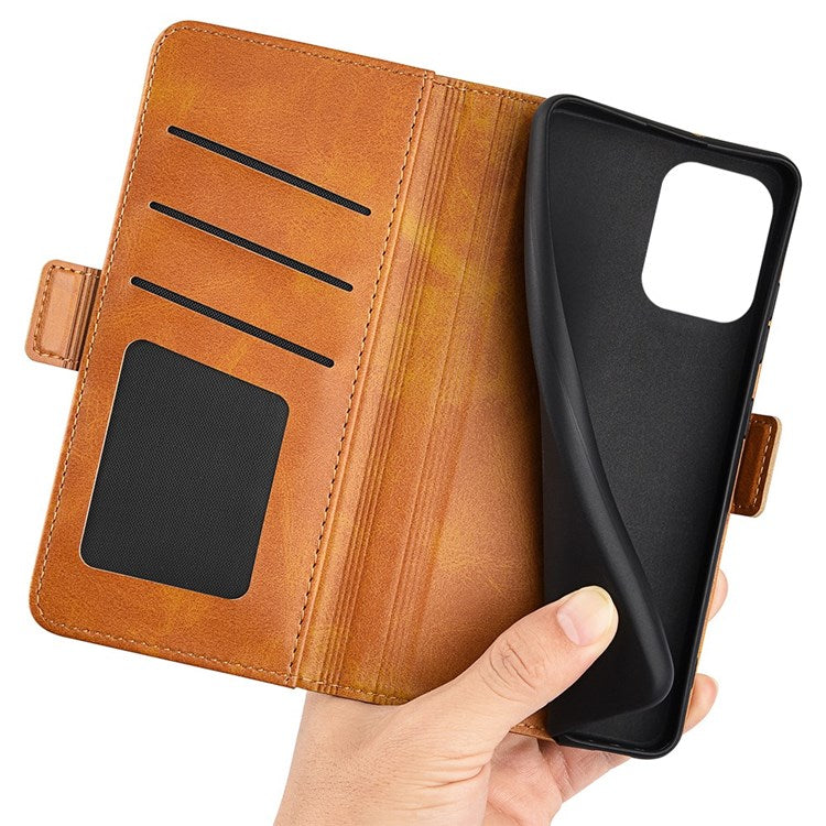 For Samsung Galaxy M33 5G (Global Version) Textured PU Leather Foldable Stand Phone Cover Magnetic Closure Wallet Flip Case - Yellow