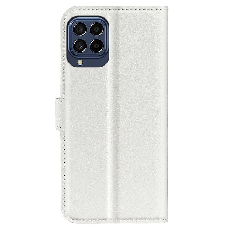 For Samsung Galaxy M33 5G (Global Version) Litchi Texture Leather Case Shockproof Stand Wallet Phone Protective Cover - White