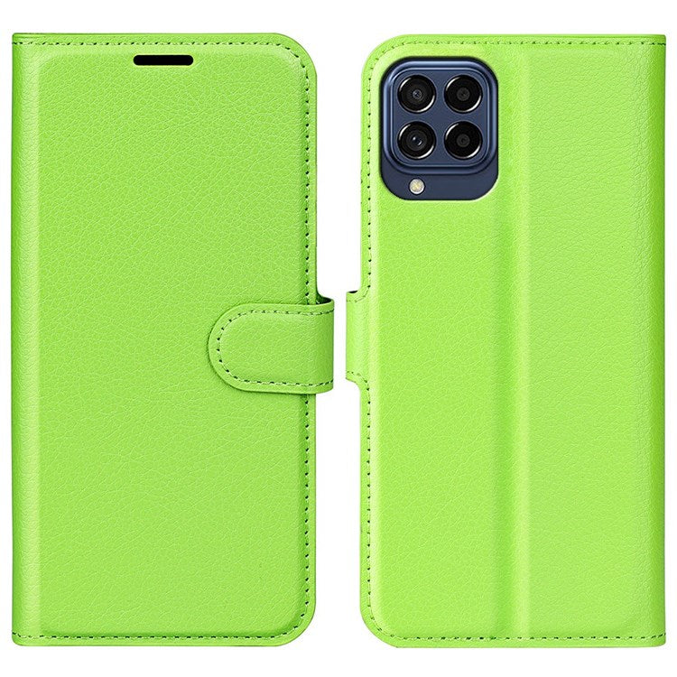 For Samsung Galaxy M33 5G (Global Version) Litchi Texture Leather Case Shockproof Stand Wallet Phone Protective Cover - Green