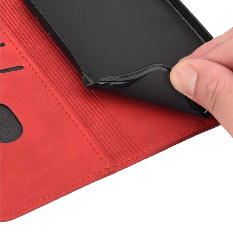 For Samsung Galaxy M53 5G Splicing PU Leather Skin-touch Feeling Case Stand Magnetic Absorption Full Protection Flip Folio Wallet Cover - Red