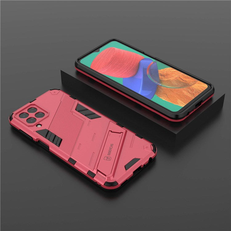 For Samsung Galaxy M33 5G (India Version) Drop-proof Protection Armor Shell Hard PC Soft TPU Cell Phone Case with Kickstand - Rose