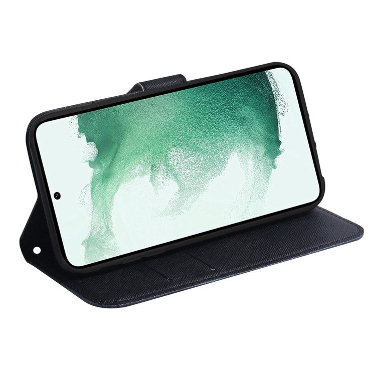 For Samsung Galaxy M33 5G (Global Version) Wallet Style Printed Pattern Well-protected Case Magnetic Closing Stand Soft TPU + PU Leather Phone Shell - Don't Touch My Phone