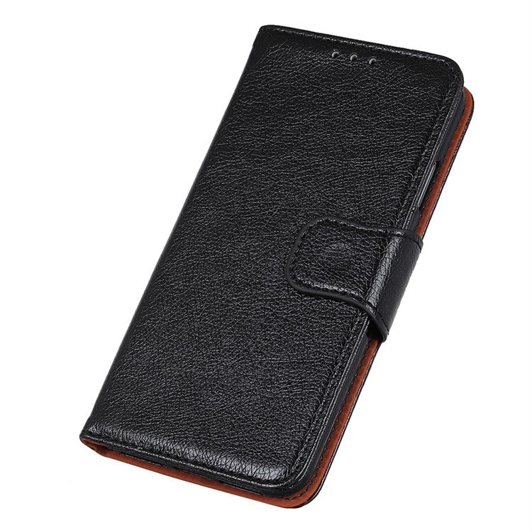 For Samsung Galaxy M33 5G (Global Version) Split Leather Cell Phone Flip Case Drop Resistant Nappa Texture Stand Wallet Magnetic Cover - Black