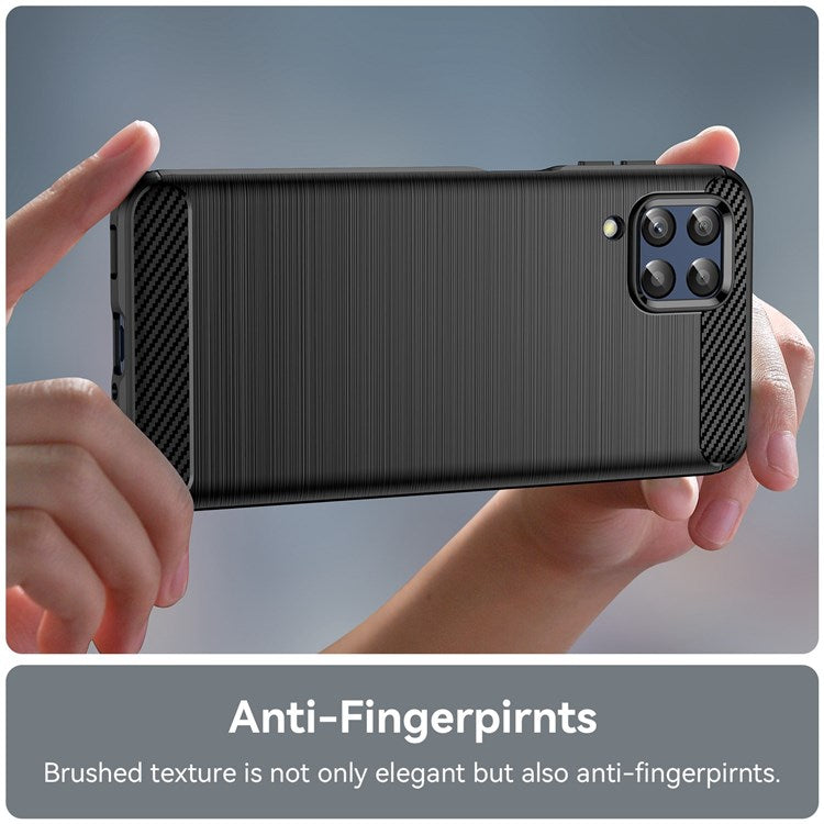 For Samsung Galaxy M33 5G (Global Version)/(India Version) Mobile Phone Cover Carbon Fiber Texture Brushed Surface 1.8mm TPU Smartphone Case - Black
