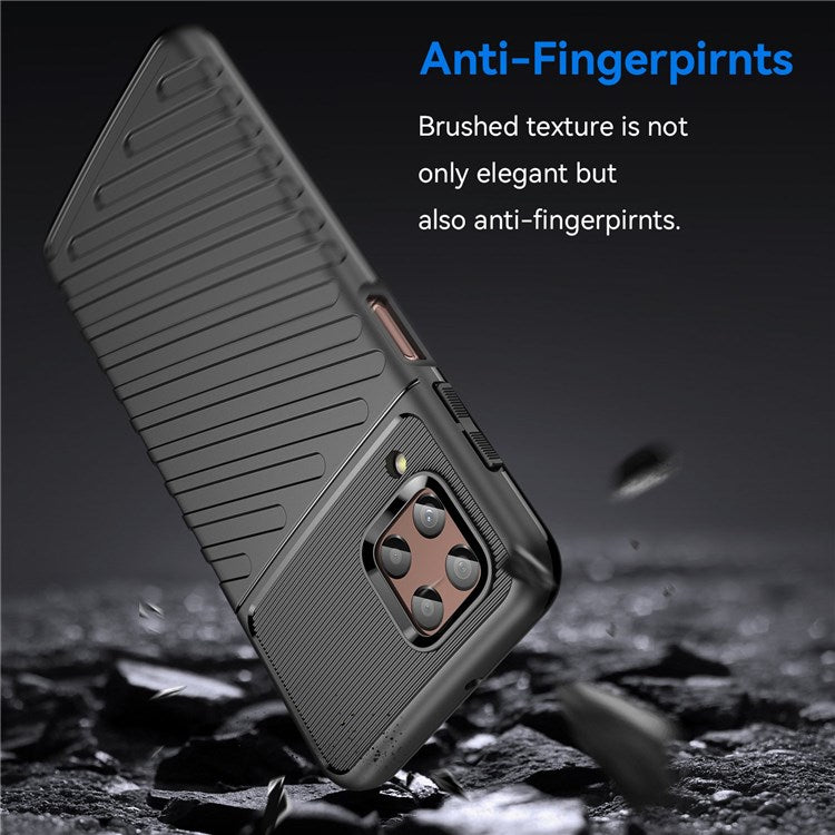 Thunder Series Twill Texture Grip Case for Samsung Galaxy M33 5G (Global Version)/(India Version), Thickened TPU Buffer Protection Anti-Drop Cover - Black